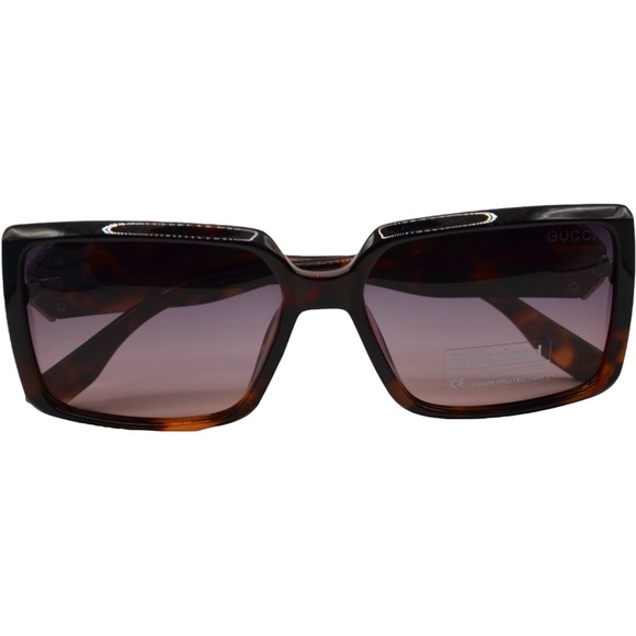 Gucci Women’s Polarized Sunglasses | Brown Tortoise Frame | Purple/Brown Lens - Picture 10 of 12